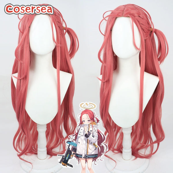 Blue Archive Hanaoka Yuzu 100cm Dark Red Cosplay Wigs