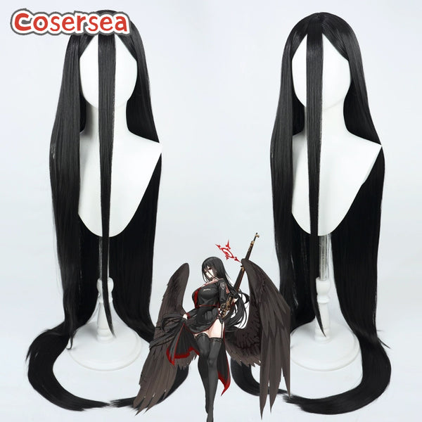 Blue Archive Hanekawa Hasumi 150cm Long Black Cosplay Wigs