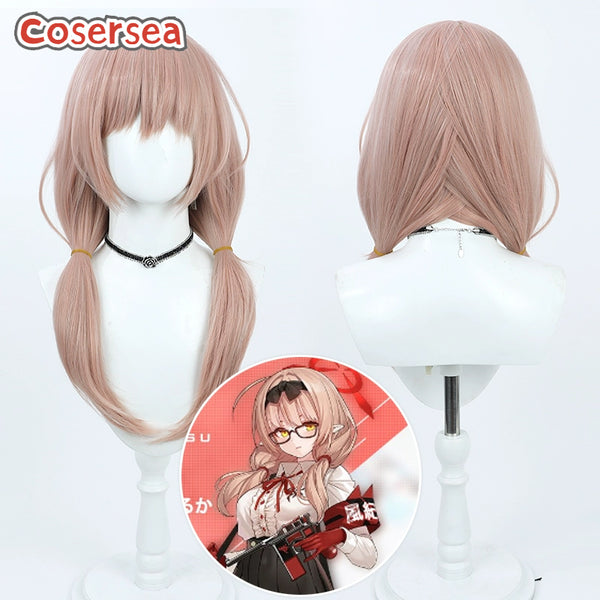 Blue Archive Hinoyami Chinatsu 65cm Dark Pink Cosplay Wigs