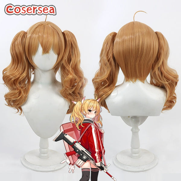 Blue Archive Ibaragi Yoshimi Long Wavy Orange Brown Ponytail Cosplay Wigs
