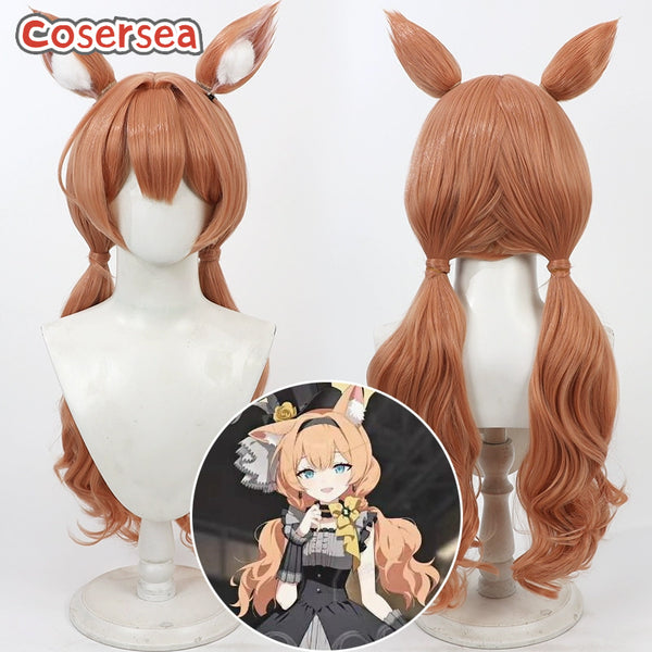 Blue Archive Iochi Mari 80cm Long Wavy Orange Cosplay Wigs
