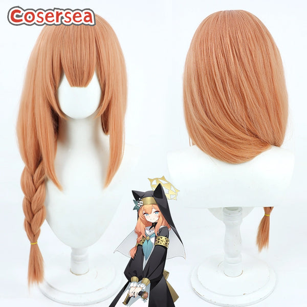 Blue Archive Iochi Mari 80cm Orange Braided Cosplay Wigs