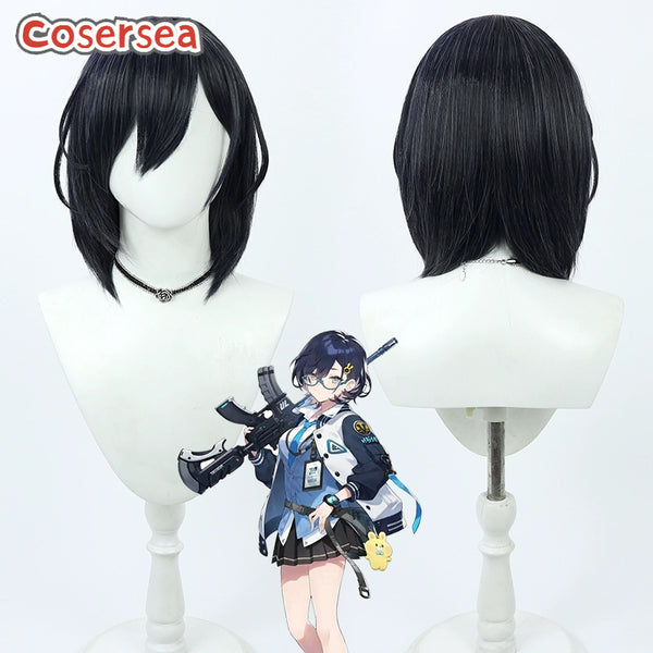 Blue Archive Kagami Chihiro 35cm Mixed Black Cosplay Wigs