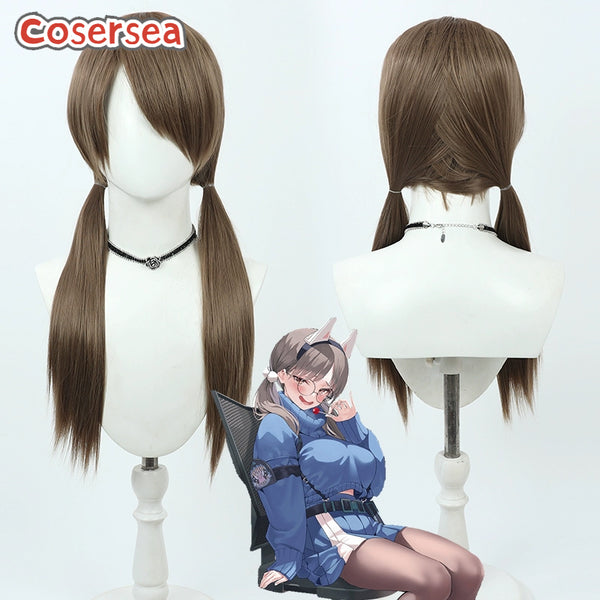 Blue Archive Kazekura Moe 58cm Brown Ponytail Cosplay Wigs