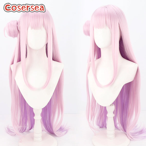 Blue Archive Misono Mika 85cm Pink Mixed Purple Cosplay Wigs With Buns