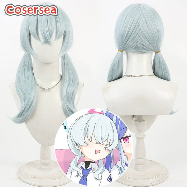 Blue Archive Nakamasa Ichika 60cm Light Blue Cosplay Wigs