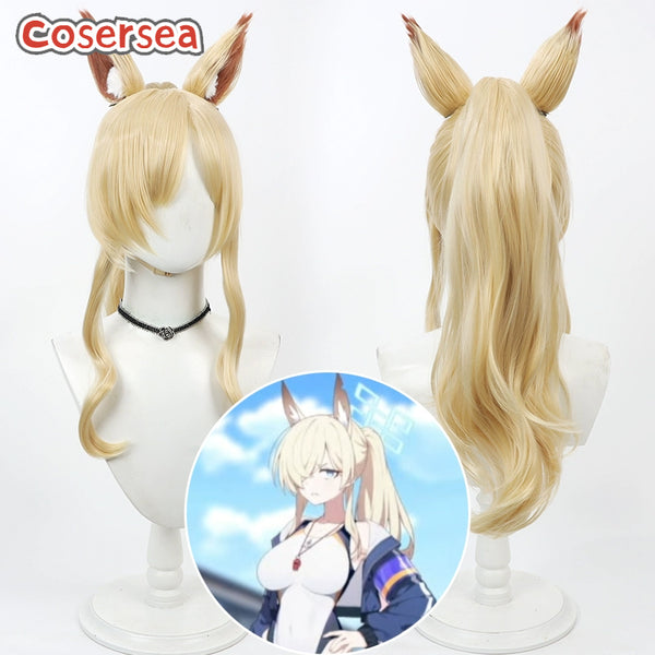 Blue Archive Ogata Kanna 60cm Blonde Ponytail Cosplay Wigs