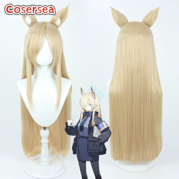 Blue Archive Ogata Kanna 90cm Long Blonde Cosplay Wigs