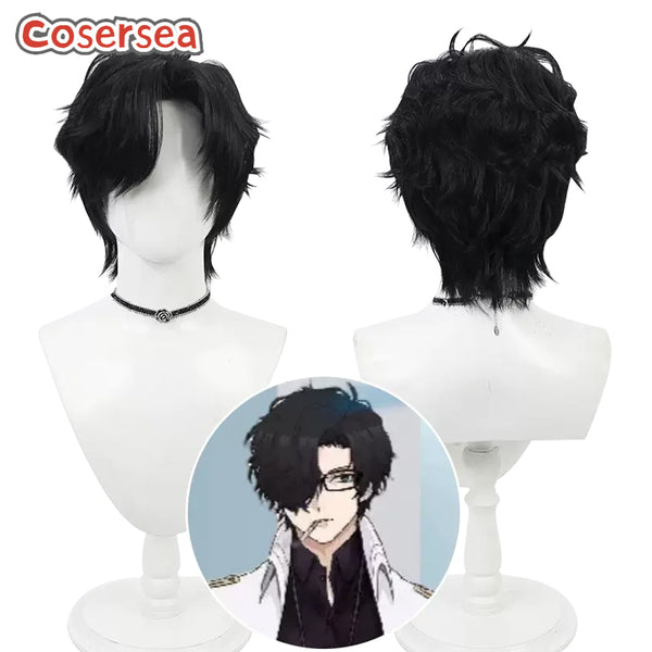 Blue Archive Schale Sensei 30cm Short Black Men Cosplay Wigs