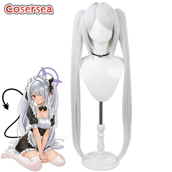 Blue Archive Shiromi Iori 100cm Silver White Ponytail Cosplay Wigs