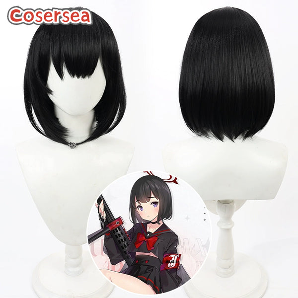 Blue Archive Sizuyama Masiro 30cm Black Cosplay Wigs