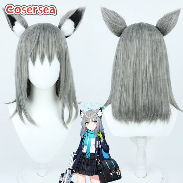 Blue Archive Sunaookami Shiroko 45cm Dark Gray Cosplay Wigs