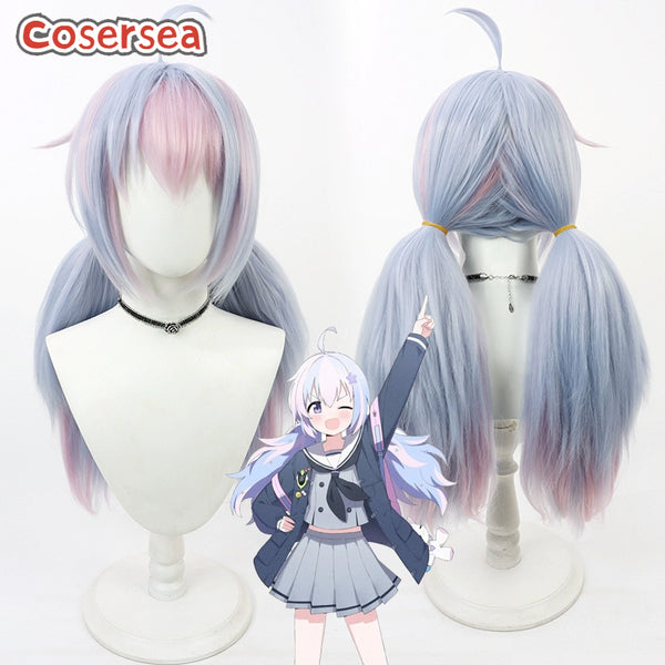 Blue Archive Uzawa Reisa 60cm Blue Mixed Pink Cosplay Wigs