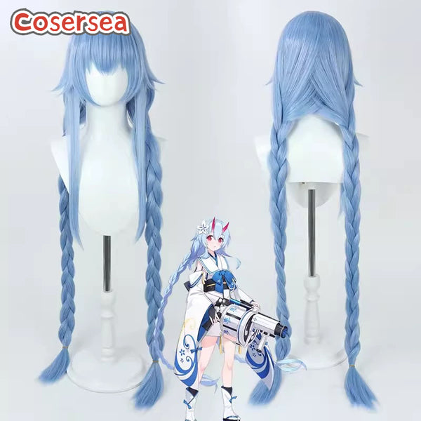 Blue Archive Waraku Chise 120cm Blue Braided Cosplay Wigs