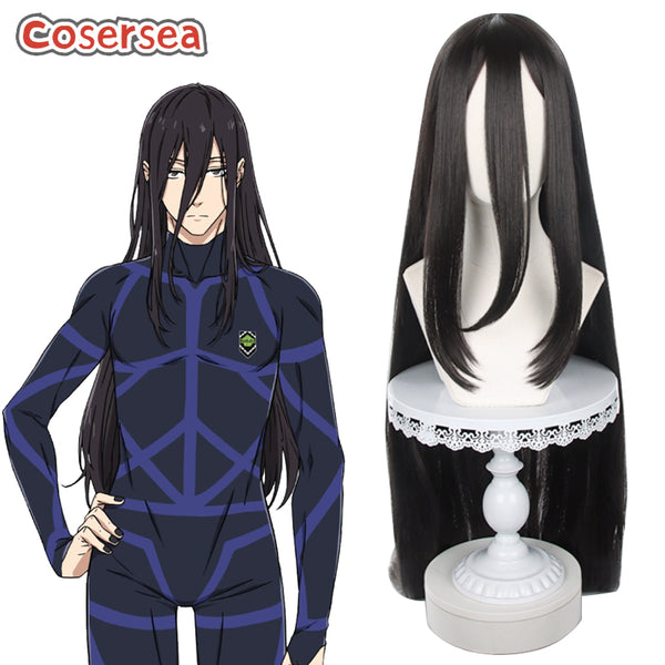 Blue Lock Jyubei Aryu 100cm Long Black Cosplay Wigs