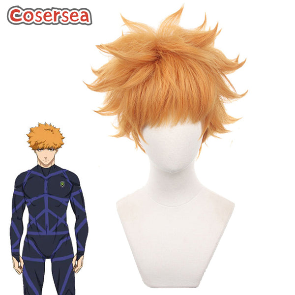 Blue Lock Kunigami Rensuke 30cm Orange Men Cosplay Wigs