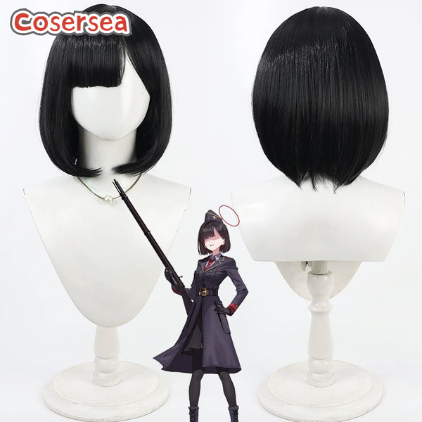 Cosersea Blue Archive Gehenna Gakuen 30cm Short Black Bobo Cosplay Wigs