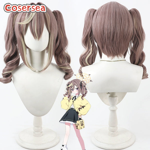 Cosersea Blue Archive Kinui Rena Brown Mixed Blonde Ponytail Cosplay Wigs