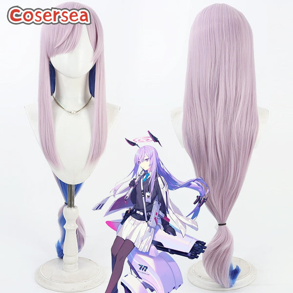 Blue Archive Shiraishi Utaha 100cm Pink Mixed Blue Cosplay Wigs