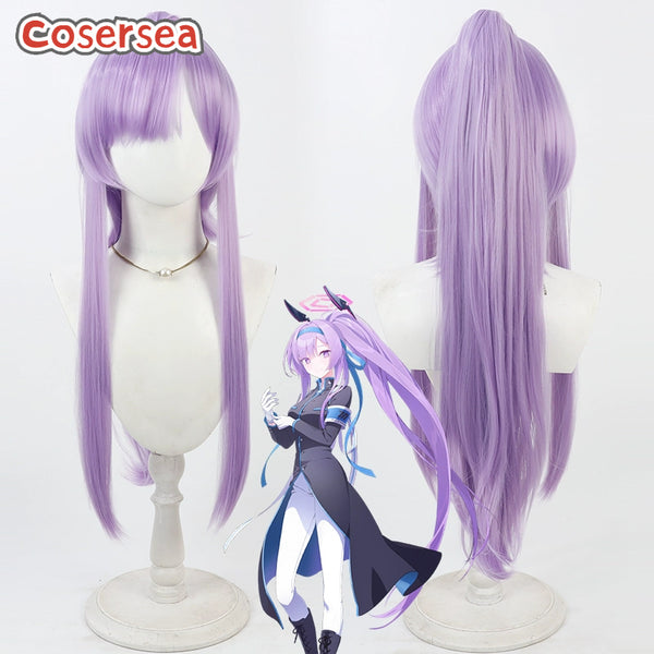 Cosersea Blue Archive Shiraishi Utaha 80cm Light Purple Ponytail Cosplay Wigs