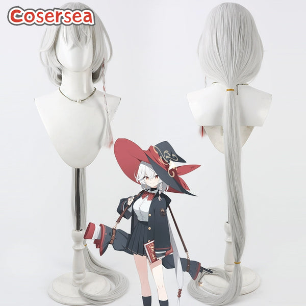 Cosersea Blue Archive Shirao Eri 150cm Long Silver White Mixed Red Cosplay Wigs