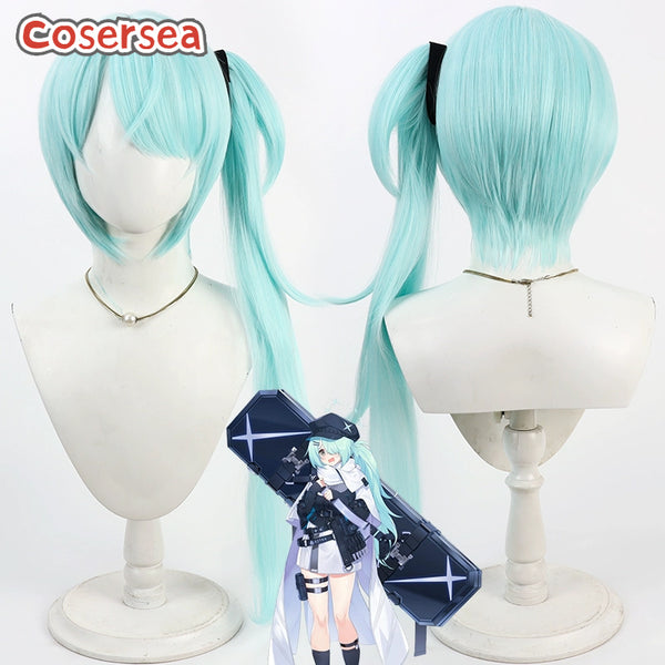 Blue Archive Tsuchinaga Hiyori 60cm Green Ponytail Cosplay Wigs