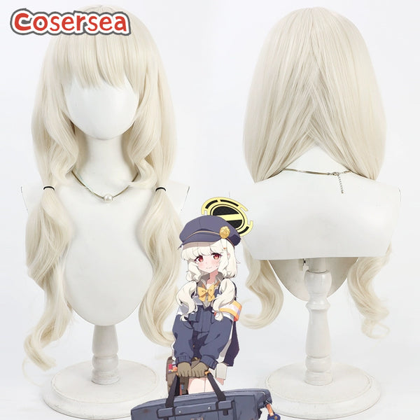 Cosersea Blue Archive Utsumi Aoba 60cm Long Light Blonde Cosplay Wigs