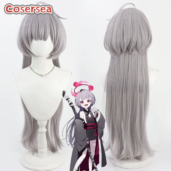 Cosersea Blue Archive Yabuki Shuro 80cm Long Gray Cosplay Wigs
