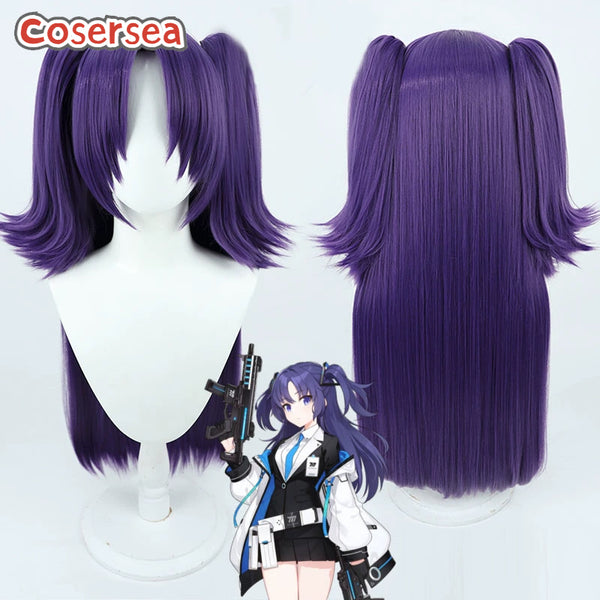 Blue Archive Yuuka Hayase 60cm Purple Ponytail Cosplay Wigs