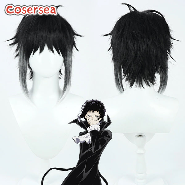 Bungo Stray Dogs Akutagawa Ryunosuke 38cm Black Mixed Gray Cosplay Wigs