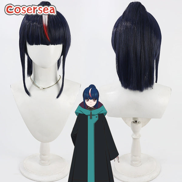 Cosersea Cardfight!! Vanguard Hikari Myodo 35cm Dark Blue Mixed Red White Ponytail Cosplay Wigs