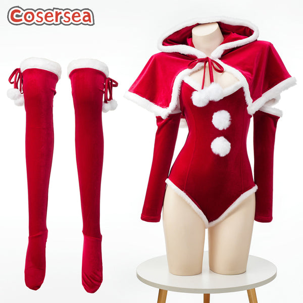 Christmas Little Red Riding Hood Dress Plush Onesie Sexy Anchor Performance Costume