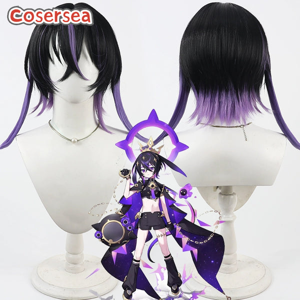 Cosersea Compass: Combat Providence Analysis System Collapse Black Mixed Purple Cosplay Wigs