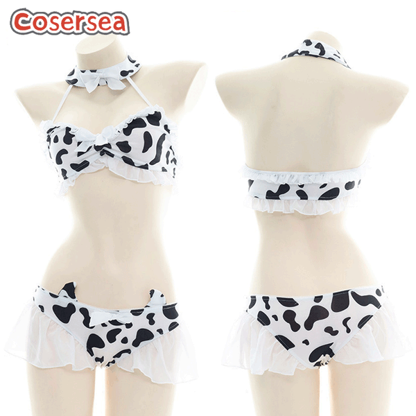 Cow Print Bikini Sexy Girl Three Point Private Maid Underwear