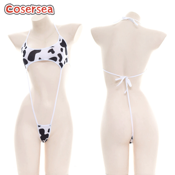 Cute Polka Dot Cow Suit Sexy Lace-up Swimsuit Split Bikini