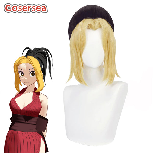 Demon Slaye Kimetsu no Yaiba Makio Blonde Mixed Black Cosplay Wigs