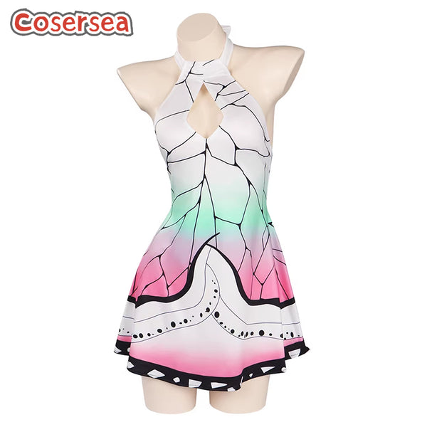 Cosersea Demon Slayer Shinobu Kocho Swimsuit Cosplay Costume Bikini Swimwear Set