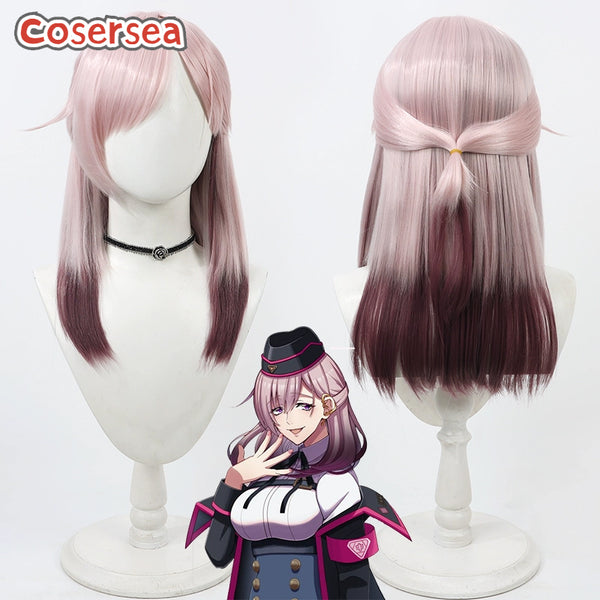 Division Rap Battle Honobono Keitoin 45cm Pink Mixed Wine Red Cosplay Wigs
