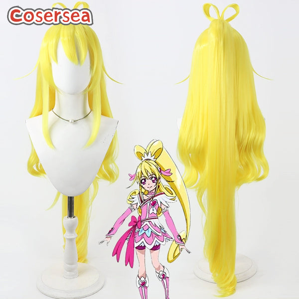 Cosersea DokiDoki! Pretty Cure Cure Heart Aida Mana 100cm Yellow Ponytail Cosplay Wigs