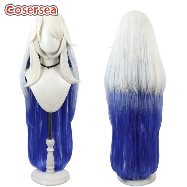 Emily 100cm Long White Gradient Blue Cosplay Wigs