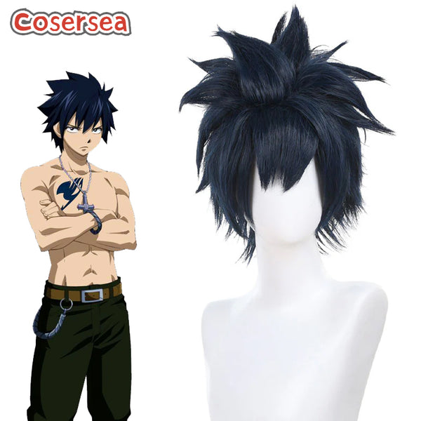 Fairy Tail Grey Fullbuster 33cm Dark Blue Cosplay Wigs