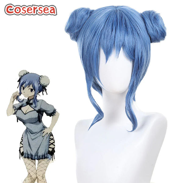 Fairy Tail Juvia Lockser 35cm Blue Cosplay Wigs With Buns