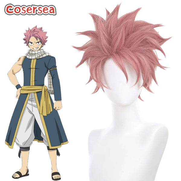 Fairy Tail Natsu Dragneel 35cm Dark Pink Cosplay Wigs