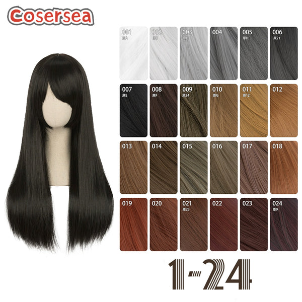 Fashion 60cm Long Straight Pure Color Cosplay Wigs Color 1-96