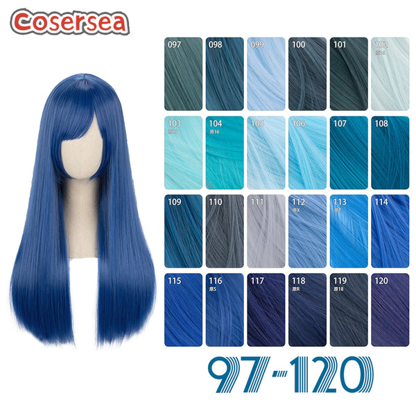 Fashion 60cm Long Straight Pure Color Cosplay Wigs Color 97-192