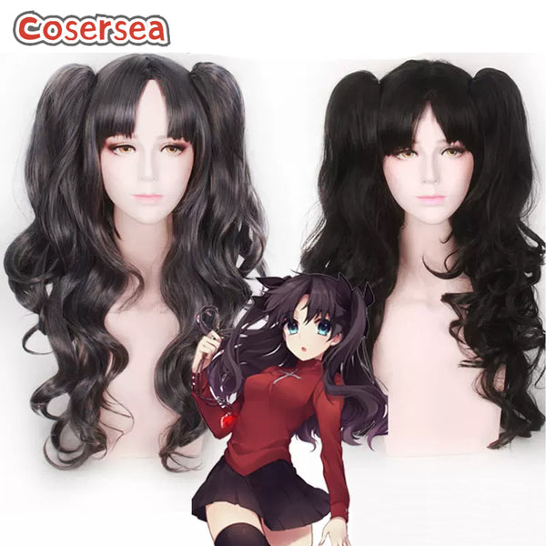 FateGrandOrder Tohsaka Rin 70cm Black Ponytail Cosplay Wigs