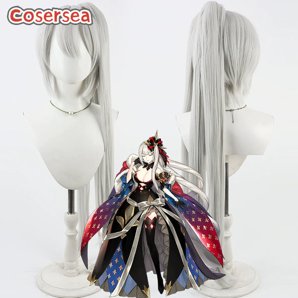 Cosersea Fate FGO Marie Antoinette 100cm Silver White Ponytail Cosplay Wigs