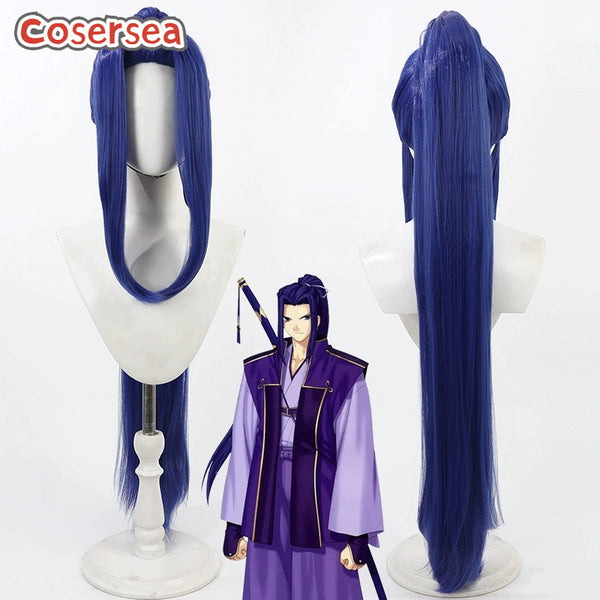 Fate Stay Night Sasaki Kojiro 100cm Long Blue Ponytail Cosplay Wigs
