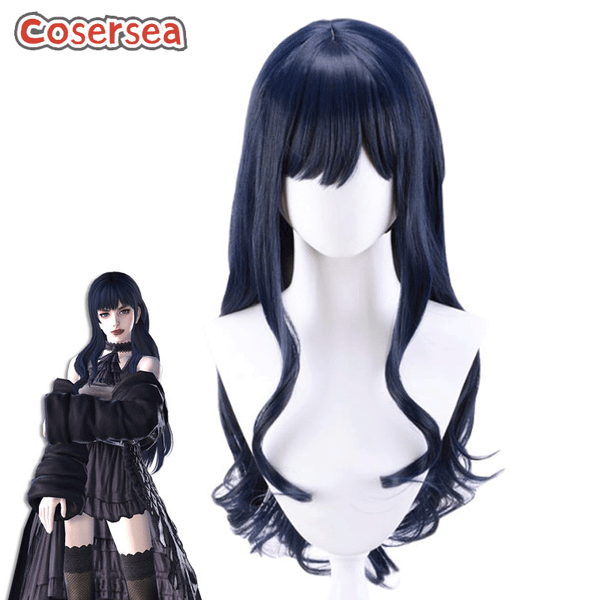 Final Fantasy XIV Gaia 80cm Dark Blue Cosplay Wigs