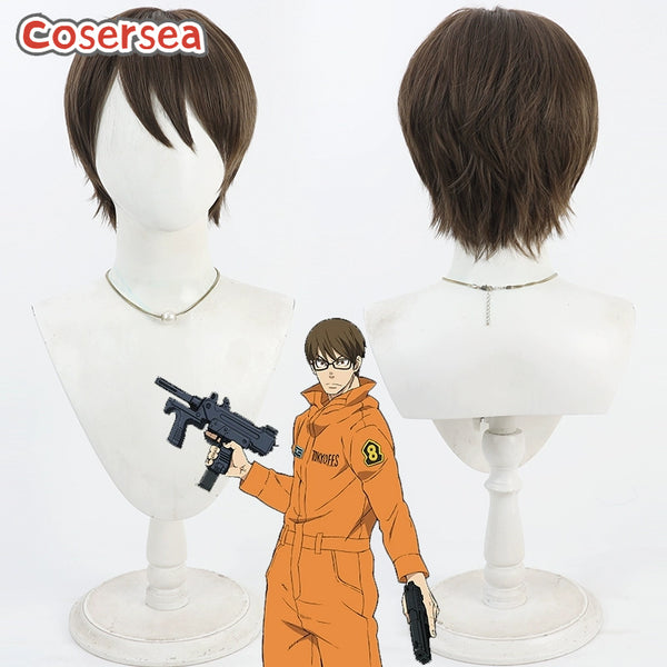 Fire Force Takehisa Hinawa 30cm Brown Men Cosplay Wigs